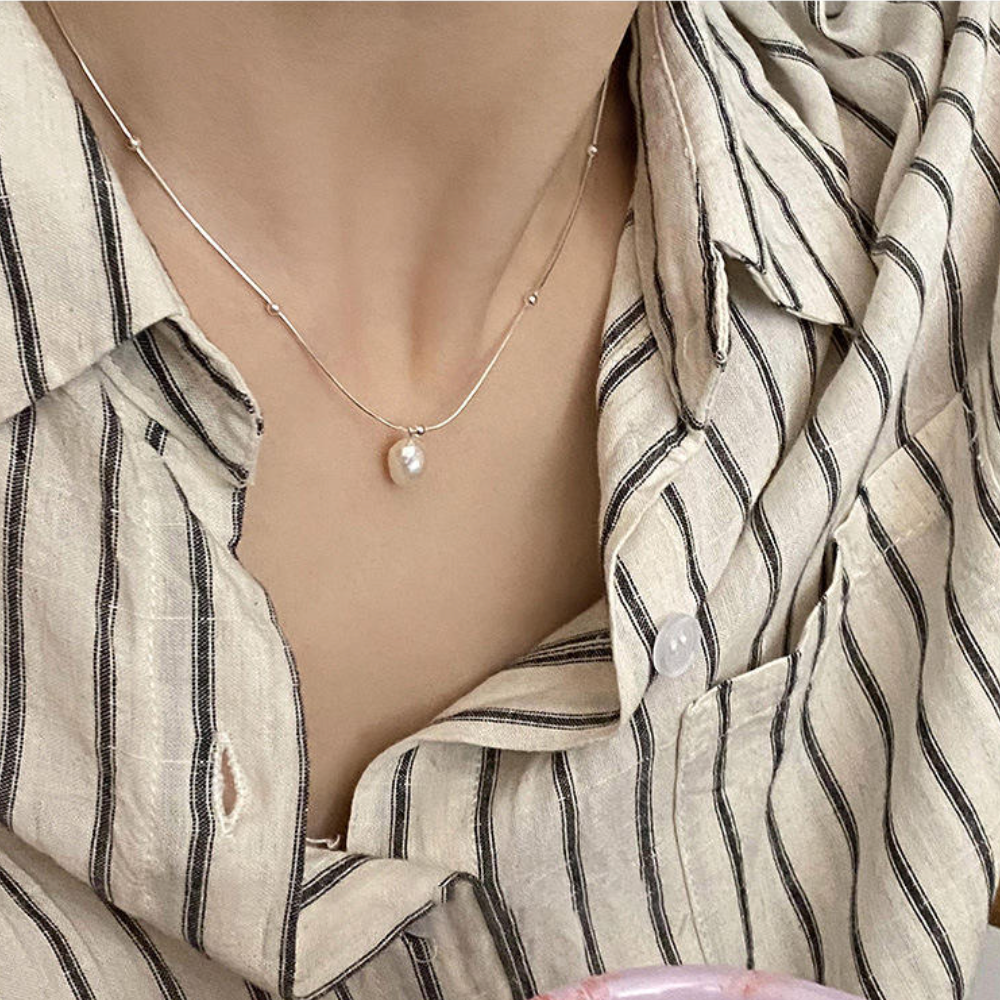 The Amara Organic Pearl Station Necklace