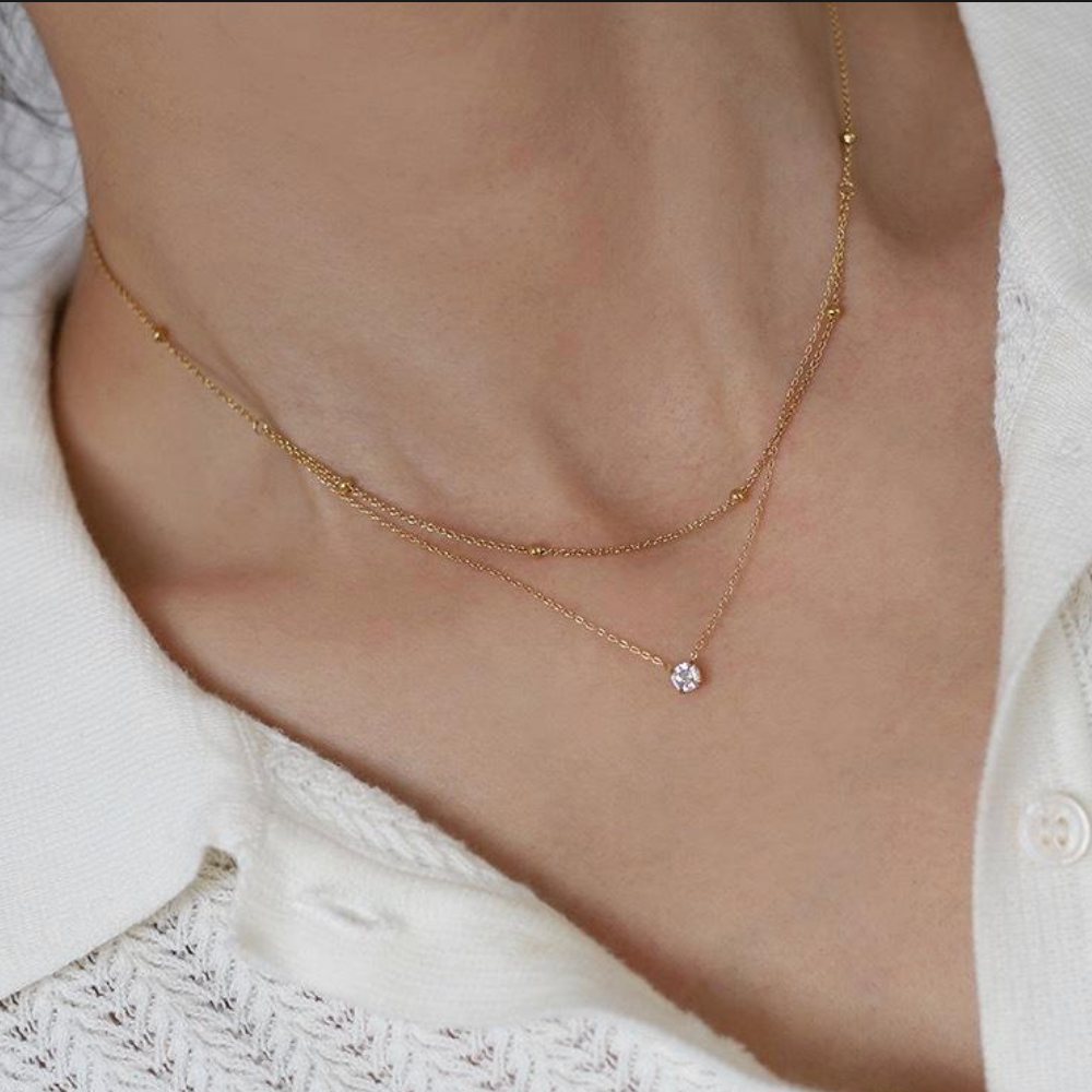 The Solene Layered Solitaire Necklace