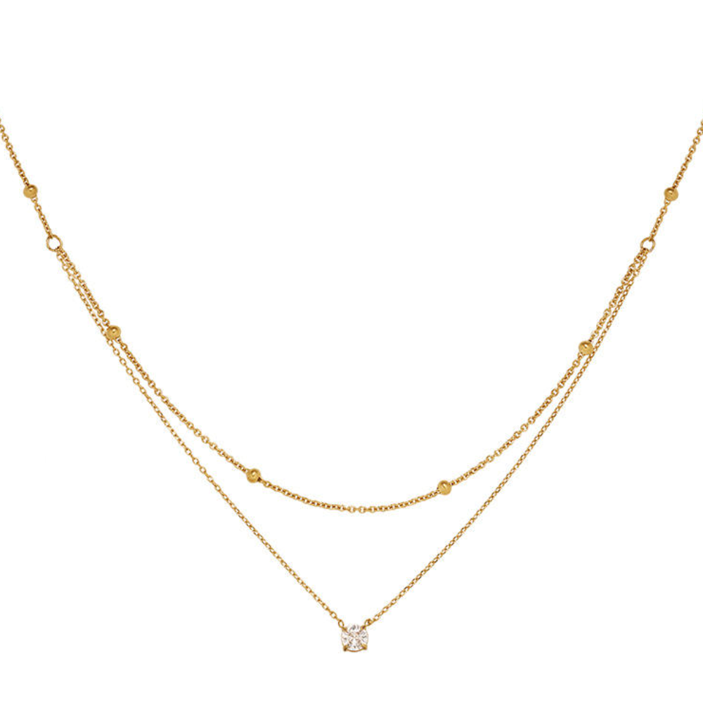 The Solene Layered Solitaire Necklace